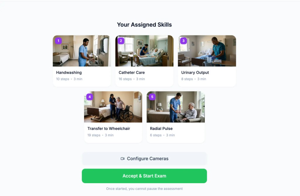 Assigned CNA skills screen