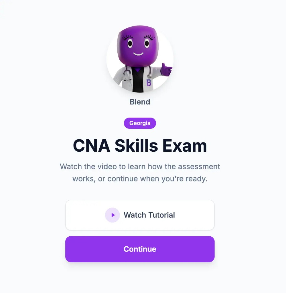 Exam simulator intro screen