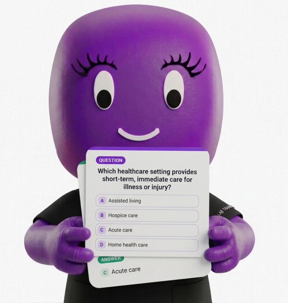 Blend character holding a flashcard study board